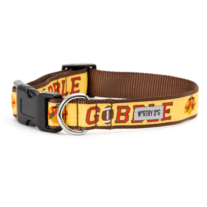 Fall Season Gobble Gobble Football Turkey Time Dog Collar