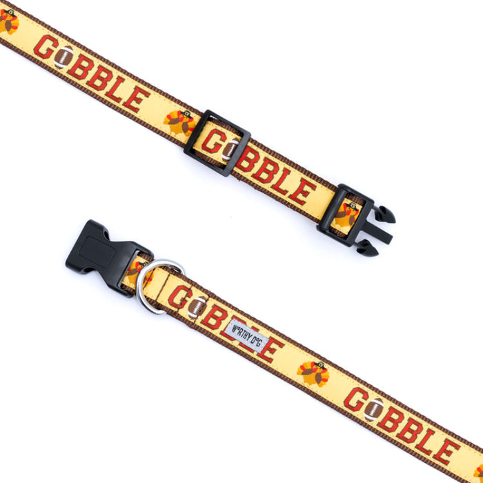 Fall Season Gobble Gobble Football Turkey Time Dog Collar