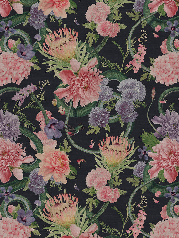 Forbidden Bloom 'Black' Recycled Velvet Sample