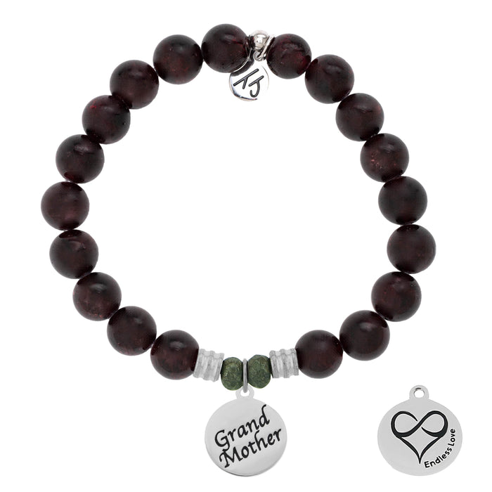Garnet Stone Bracelet with Grandmother Endless Love Sterling Silver Charm
