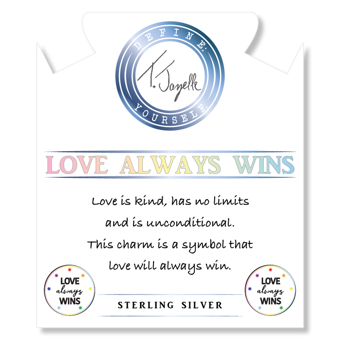 Garnet Stone Bracelet with Love Always Wins Sterling Silver Charm