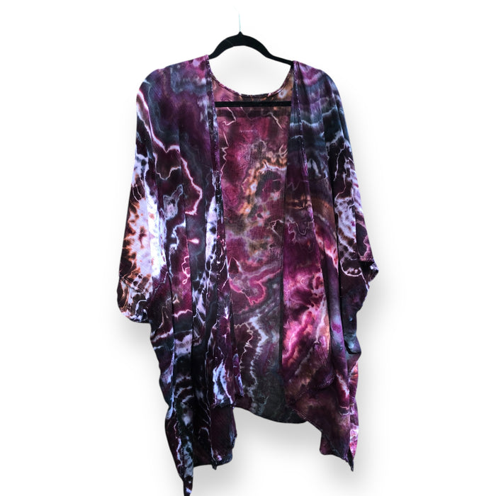 Geode, Wrap Shirt, organic cotton - ice dyed couture, one of a kind