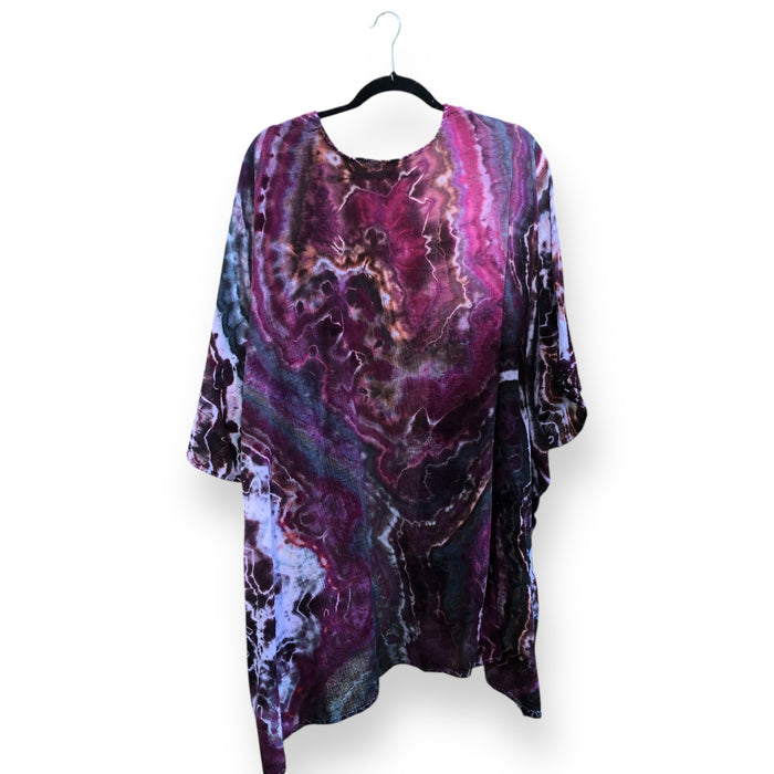 Geode, Wrap Shirt, organic cotton - ice dyed couture, one of a kind