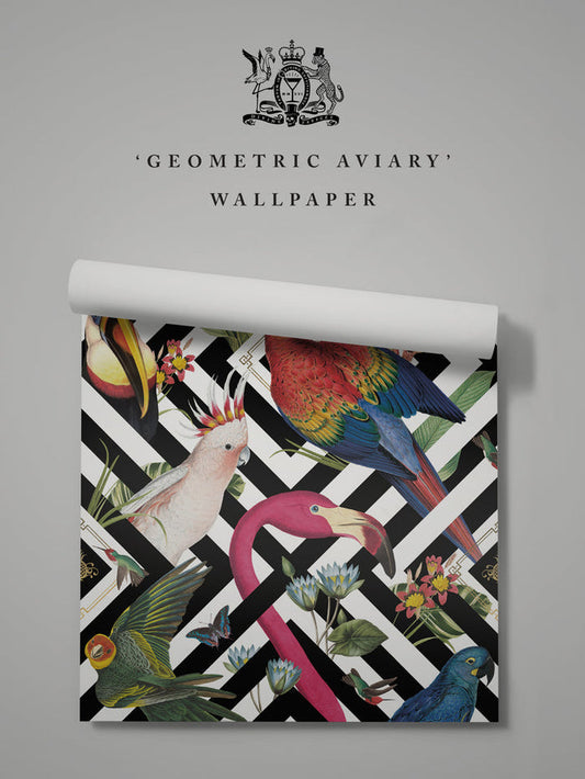 Geometric Aviary Wallpaper Sample