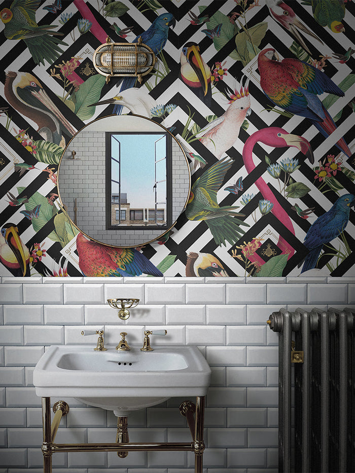 Geometric Aviary Wallpaper Sample