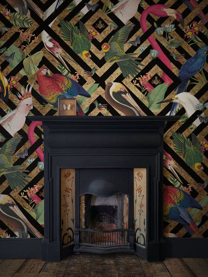 Geometric Aviary Wallpaper Sample