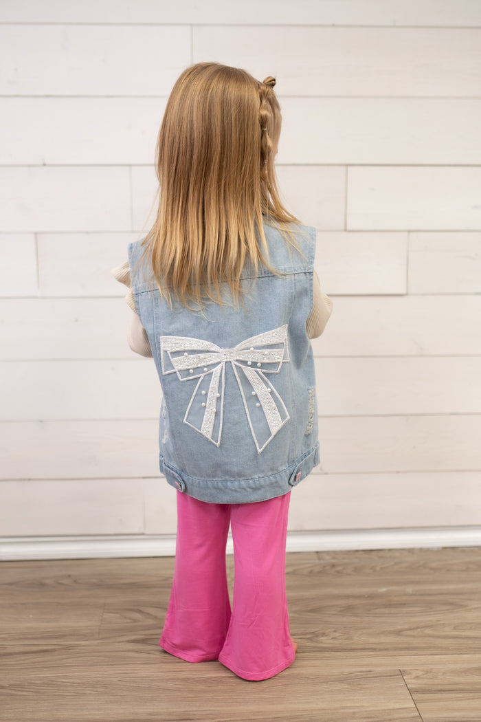 Girls Denim Bow Jean Vest