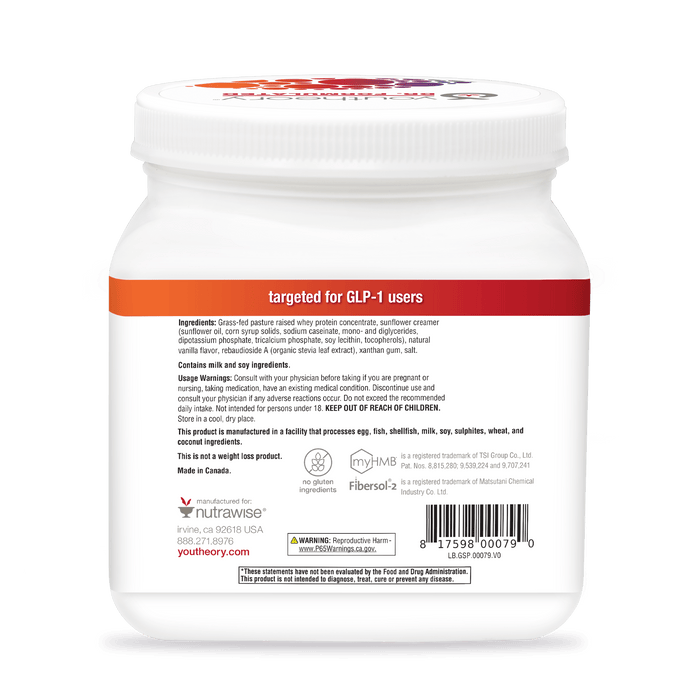 GSP.00079 Youtheory GLP-1 Support Muscle Guard Protein Vanilla Flavor oz Product Image - Back