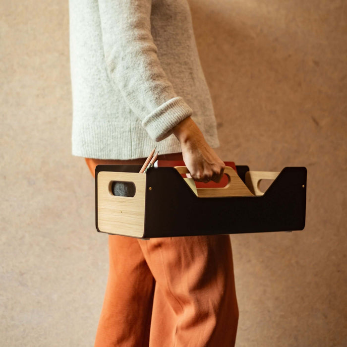 Gustav Dot XL Black desk organizer – lifestyle shot in home office
