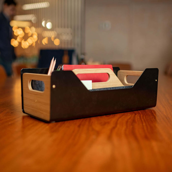 Gustav Dot XL Black desk organizer – top view showing compartments