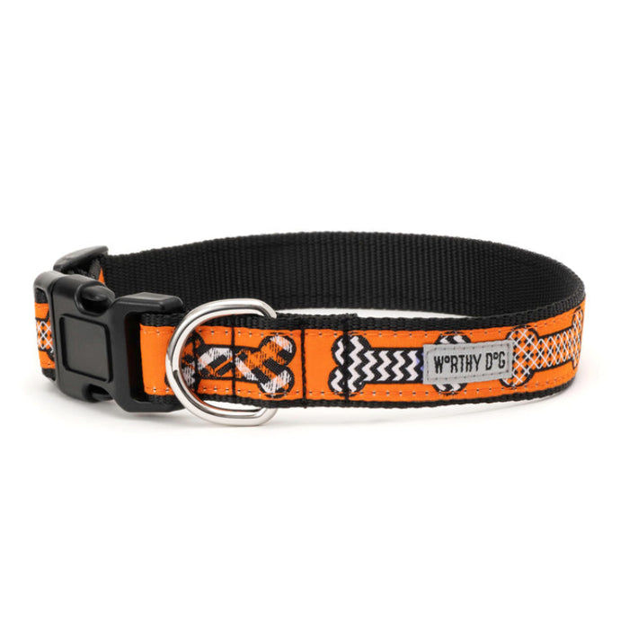 Halloween Bones Orange Fall Season Dog Collar