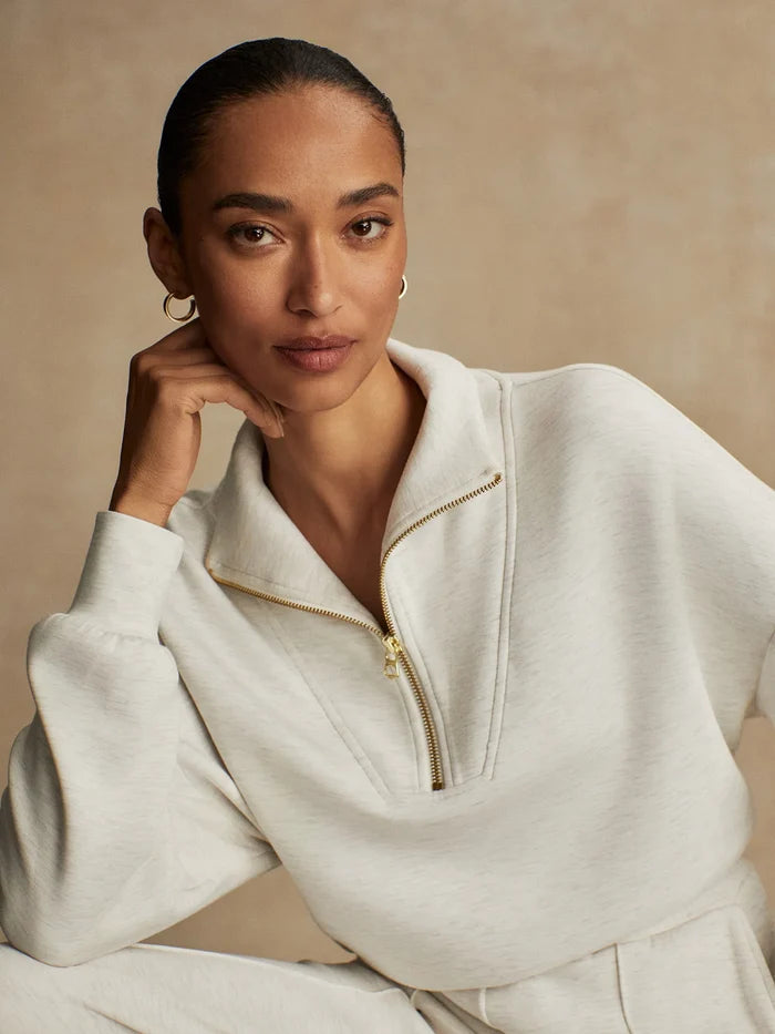 Hawley Half-Zip Sweat - Ivory Marl - Molly + Kate