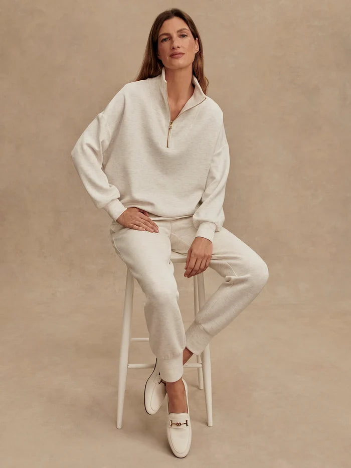 Hawley Half-Zip Sweat - Ivory Marl - Molly + Kate