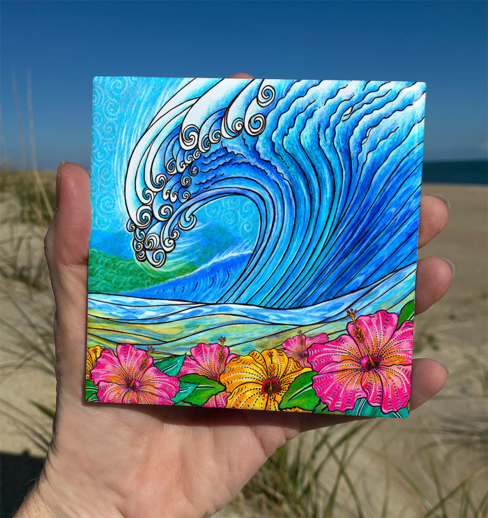 Hibiscus Wave Ceramic Tile