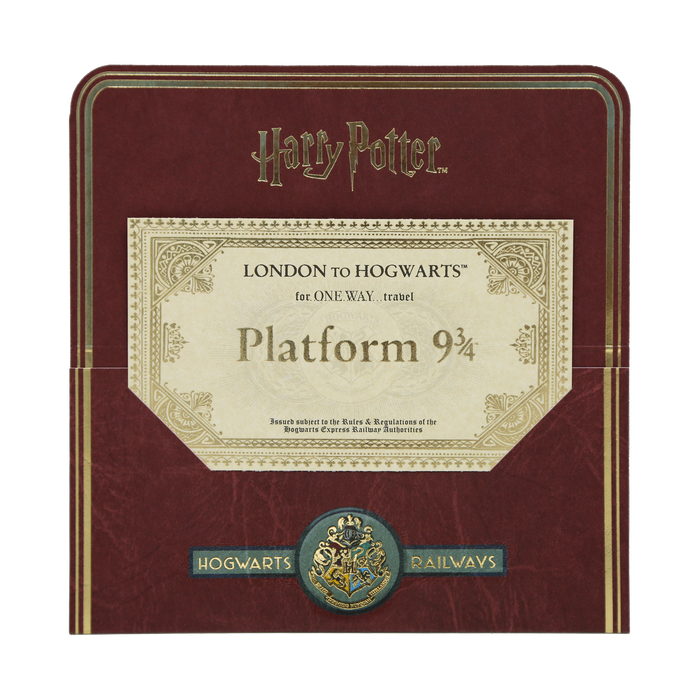 Harry Potter Hogwarts Express replica ticket in a maroon folder