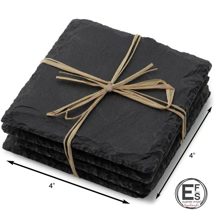 Rustic personalized wedding gift slate coasters with engraved home state design