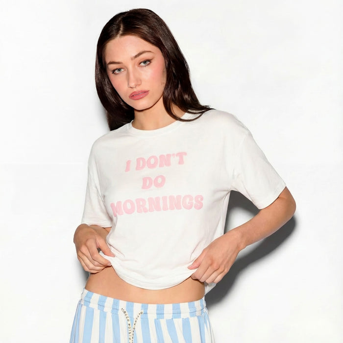I Don't Do Mornings Tee, back view, womens graphic tee - Slouch Potato