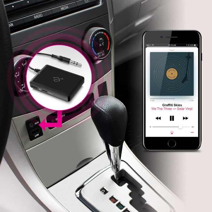 Aluratek iStream Bluetooth Audio Receiver with Attached Cable Lifestyle Car Stereo