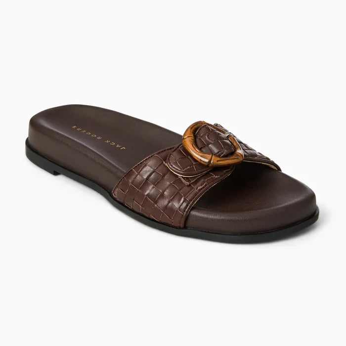 Jack Rogers Embossed Leather Essex Slide - Hot Fudge - Molly + Kate