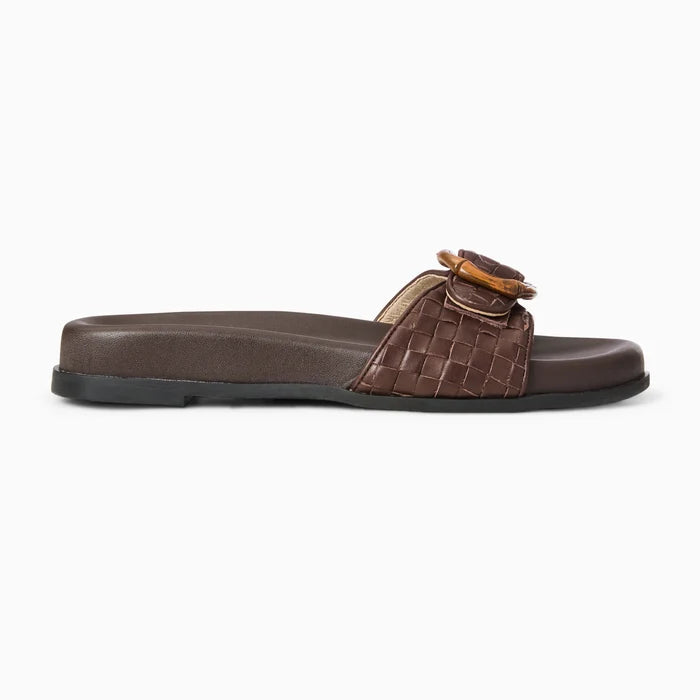 Jack Rogers Embossed Leather Essex Slide - Hot Fudge - Molly + Kate