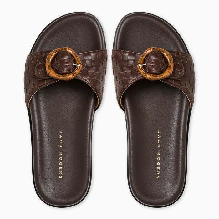 Jack Rogers Embossed Leather Essex Slide - Hot Fudge - Molly + Kate