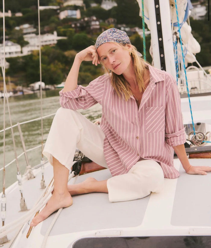 Jane Relaxed Cali Poplin Shirt - Purple Stripe
