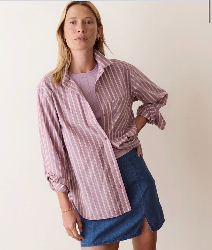 Jane Relaxed Cali Poplin Shirt - Purple Stripe