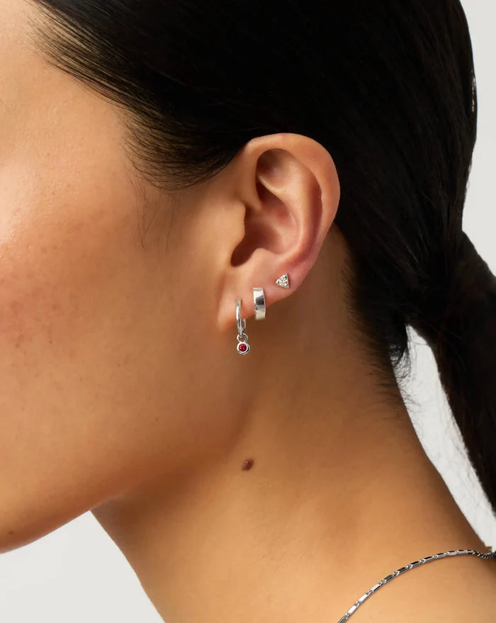 January Birthstone Mini Charm Hoop Earrings | Sterling Silver/Garnet Earrings Missoma