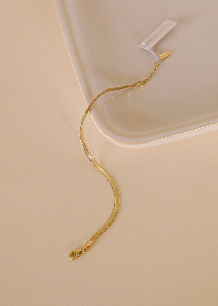 JaxKelly - Flat Snake Chain Bracelet - 18k Gold Plated