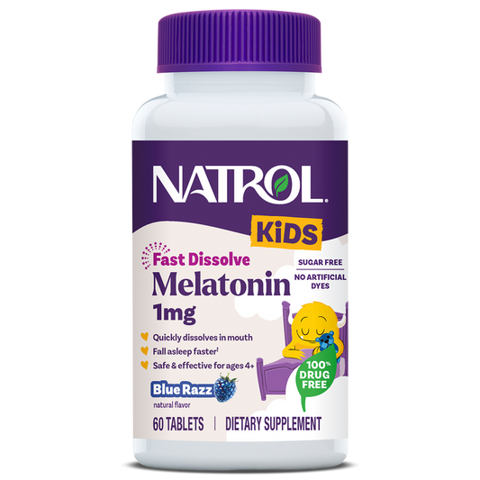 Kids Fast Dissolve Melatonin Tablets, 1mg (Blue Razz Flavor)