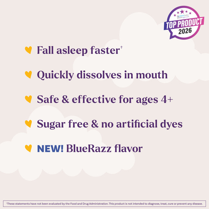 Kids Fast Dissolve Melatonin Tablets, 1mg (Blue Razz Flavor)