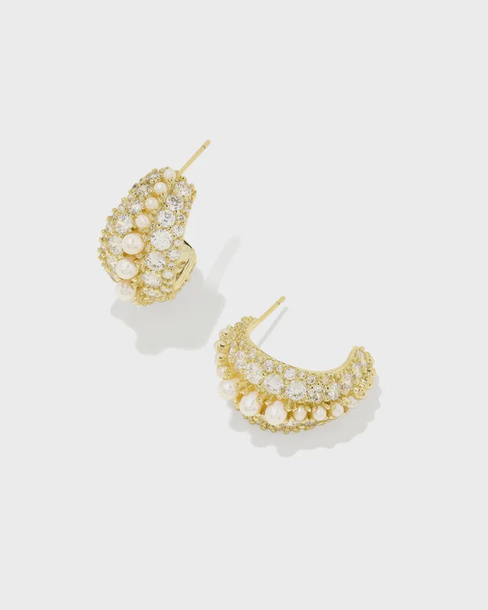 Krista Gold White Hoop Earrings Kendra Scott