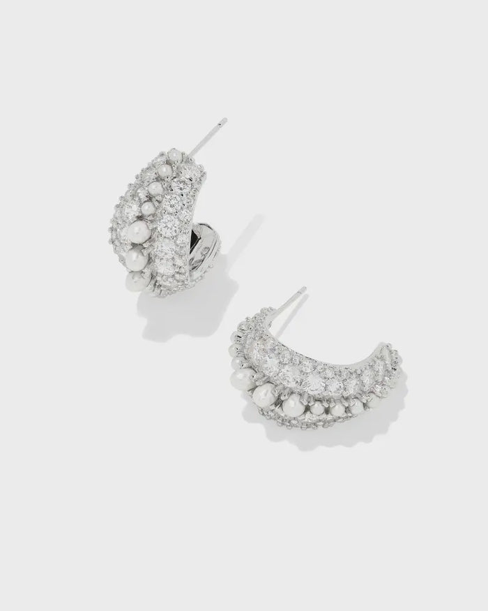 Krista Rhod White Mix Hoop Earrings Kendra Scott