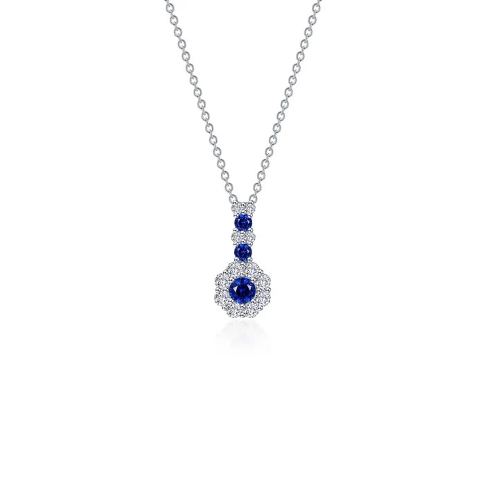 Lafonn Lab-grown Sapphire and Simulated Diamonds Flower Necklace (100450)