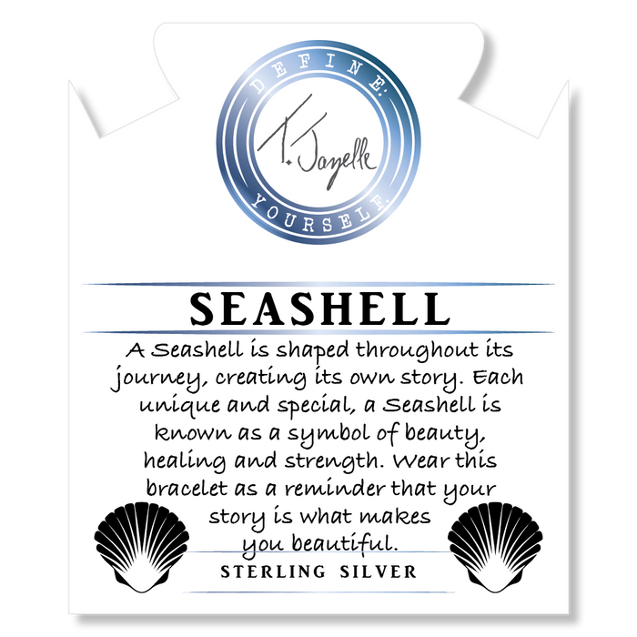 Lapis Tiger's Eye Stone Bracelet with Seashell Sterling Silver Charm