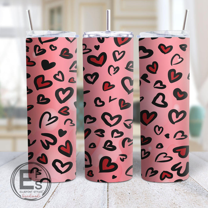 Leopard Print Hearts Valentines Tumbler