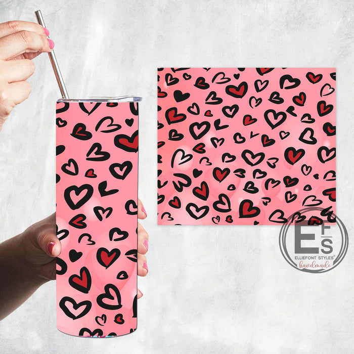Leopard Print Hearts Valentines Tumbler