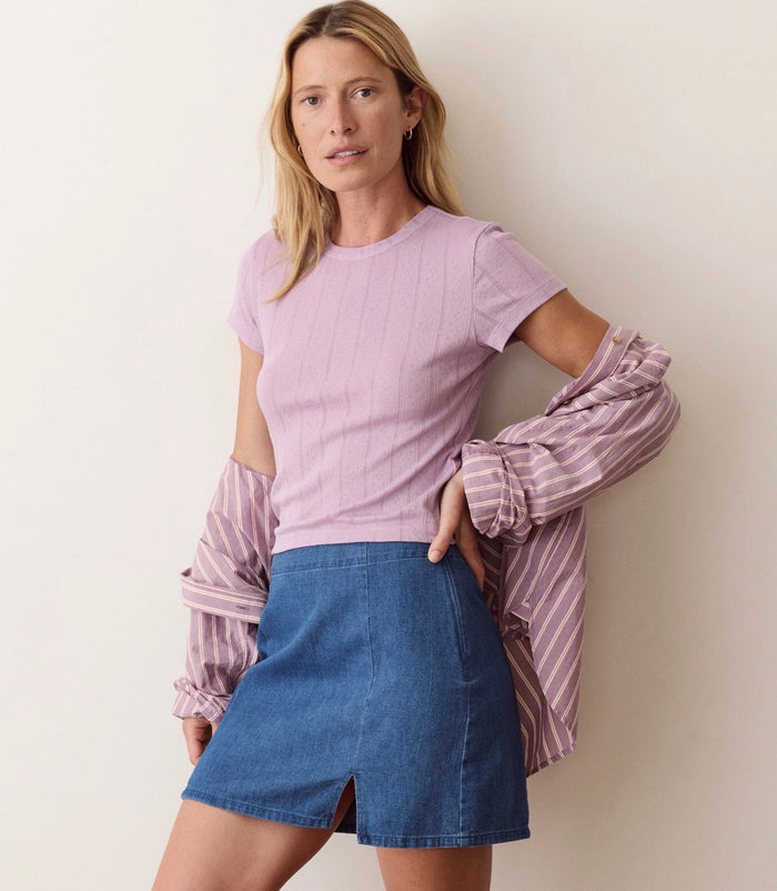 Lexi Pointelle Tee - Lilac - Molly + Kate