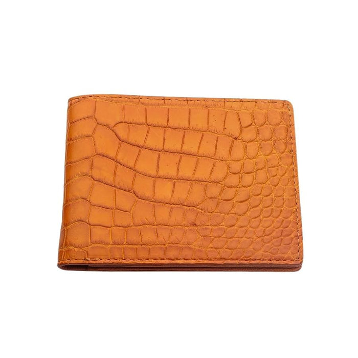 An alternative view of the luxury crocodile wallet for men, showing the scale pattern.