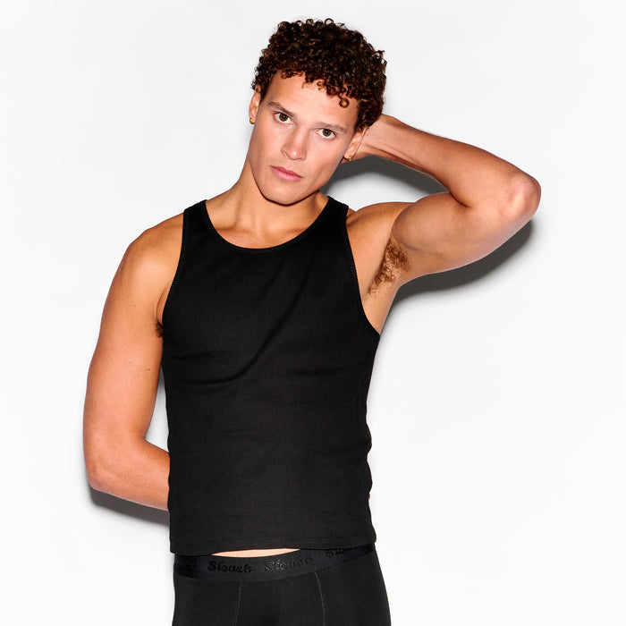 Lights Out Tank, fabric and fit detail - Slouch Potato