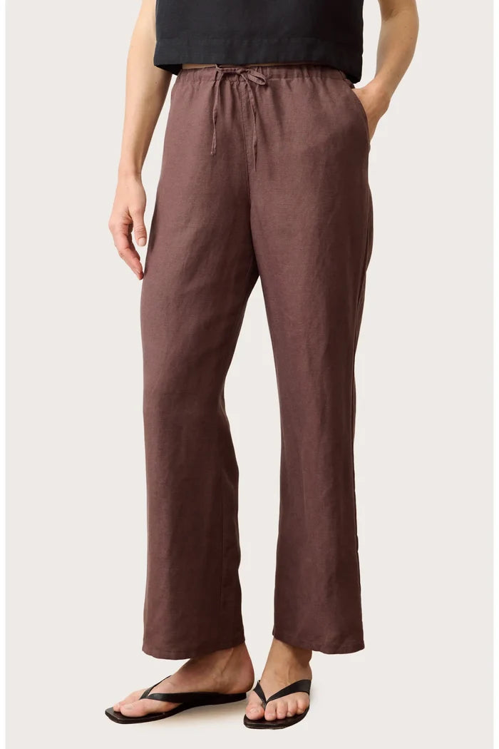 Linen Drawstring Pant - Chocolate - Molly + Kate