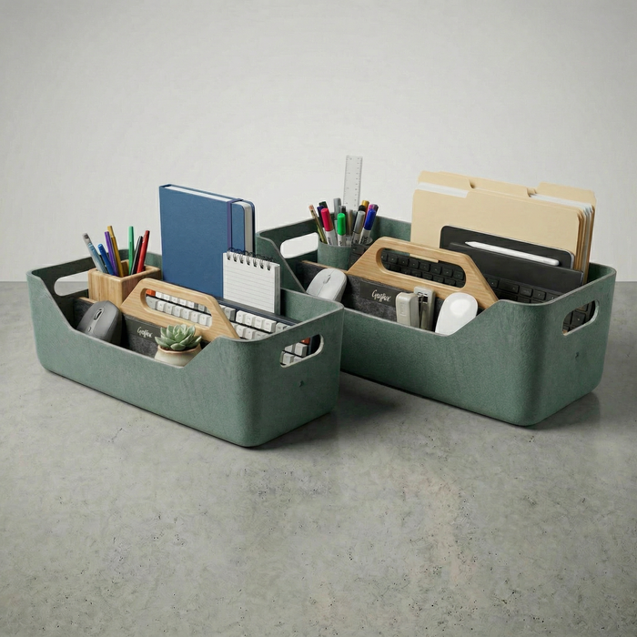 Loop XL desk caddy – lifestyle render for shared workspace
