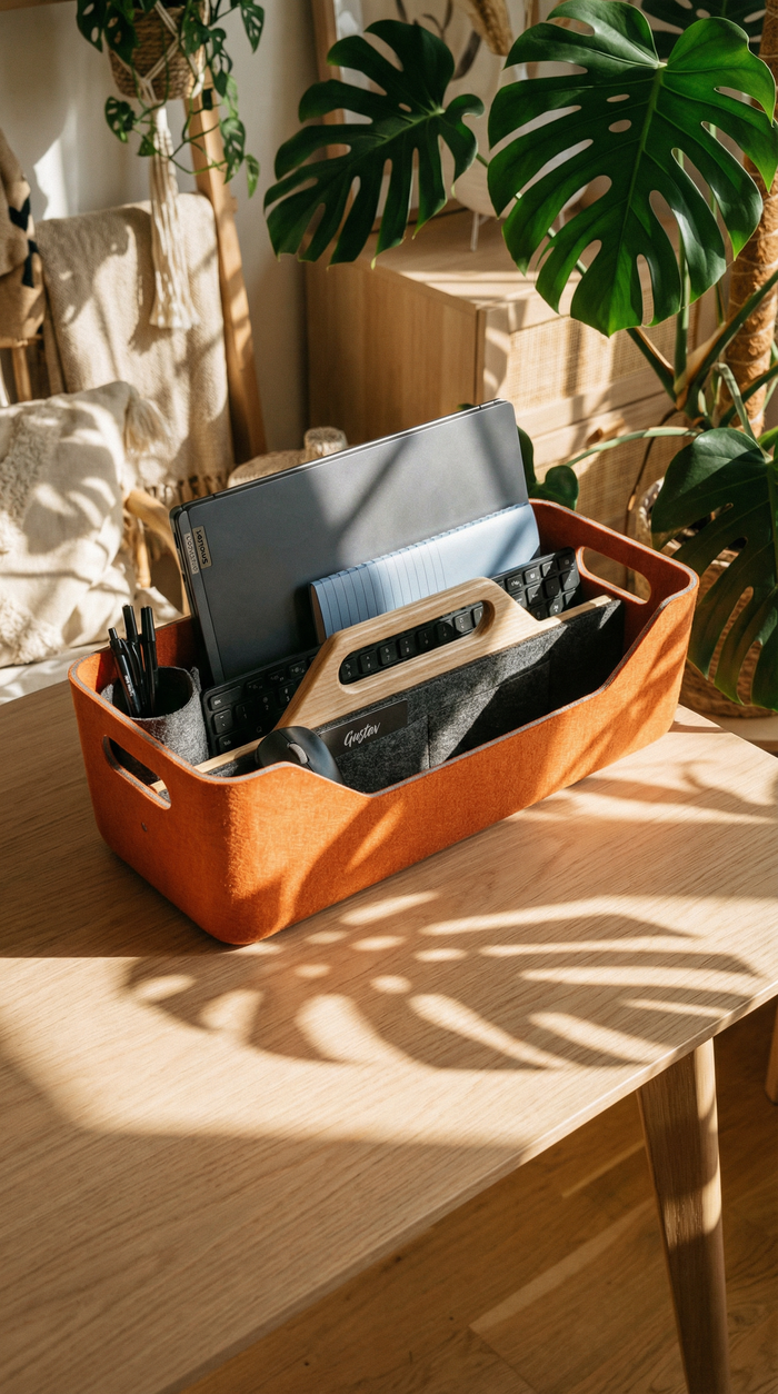 Loop XL recycled PET felt organizer on a home office desk