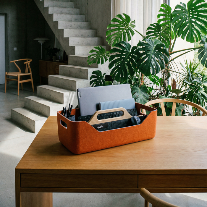 Loop XL desk caddy in a home office – desk sharing setup