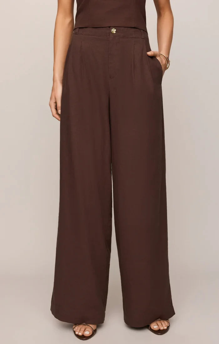 Magnolia Linen Pant - Chocolate Cherry - Molly + Kate