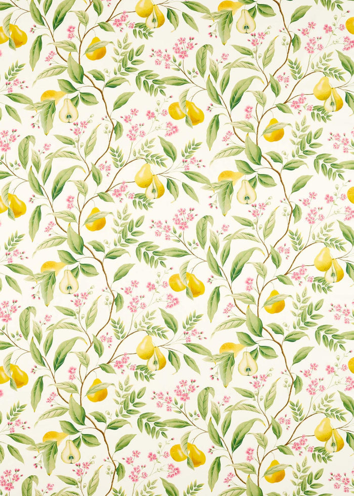 Marie Cotton Satin Fabric - Fig leaf/Honey/Blossom - Diane Hill