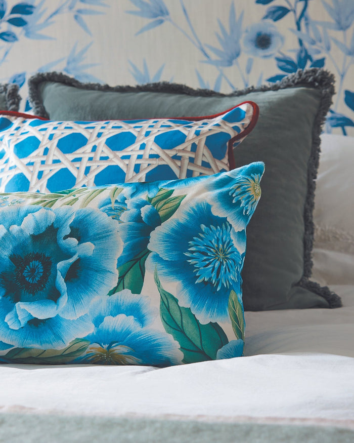 Marsha Cotton Satin Fabric - Delft/Lagoon/Porcelain - Diane Hill