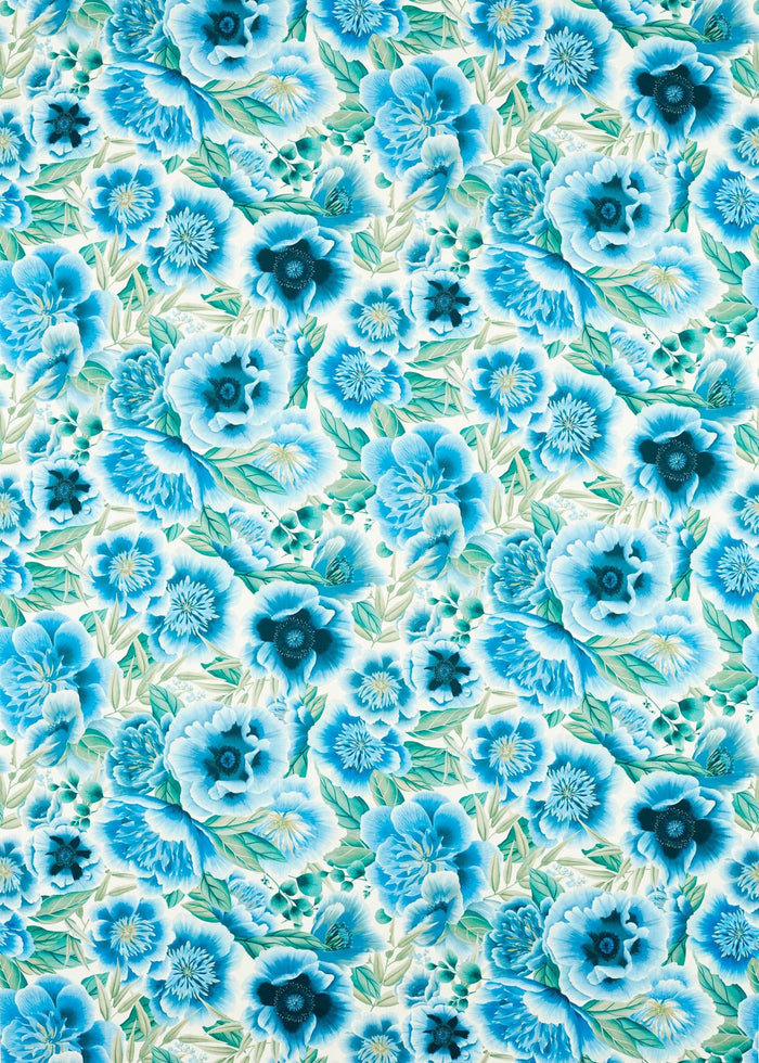 Marsha Cotton Satin Fabric - Delft/Lagoon/Porcelain - Diane Hill