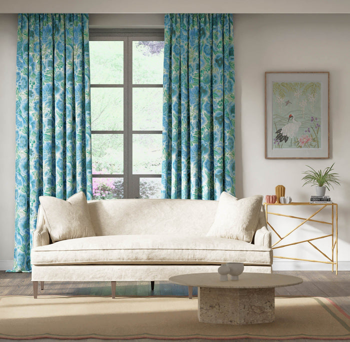 Marsha Cotton Satin Fabric - Delft/Lagoon/Porcelain - Diane Hill