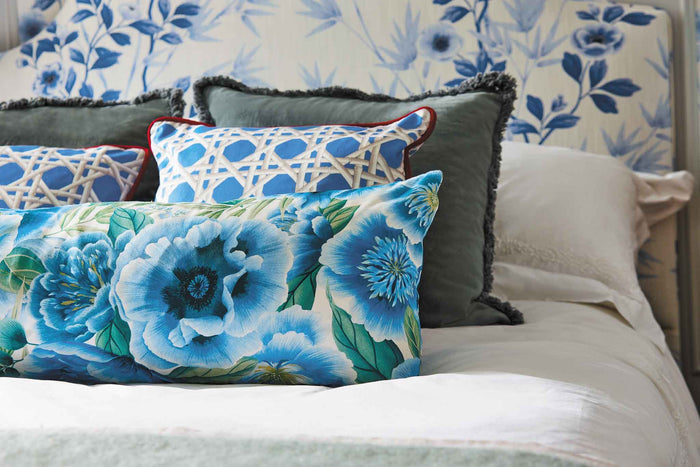 Marsha Cotton Satin Fabric - Delft/Lagoon/Porcelain - Diane Hill